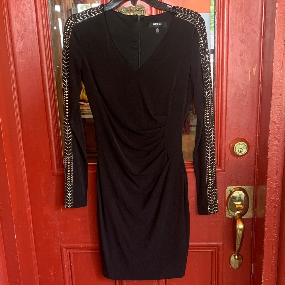 GUESS Elegant Black Dress with Metallic Accents